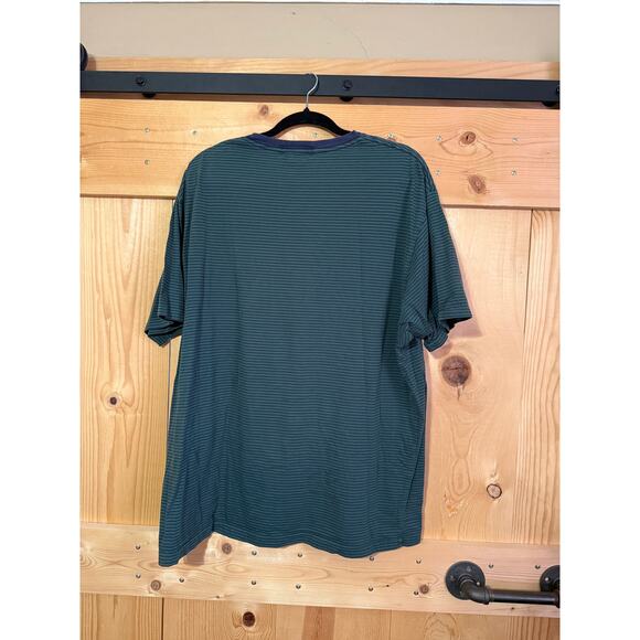 VTG Polo Ralph Lauren T Shirt Striped Green Blue Men’s XXL 100% Cotton - Picture 2 of 4